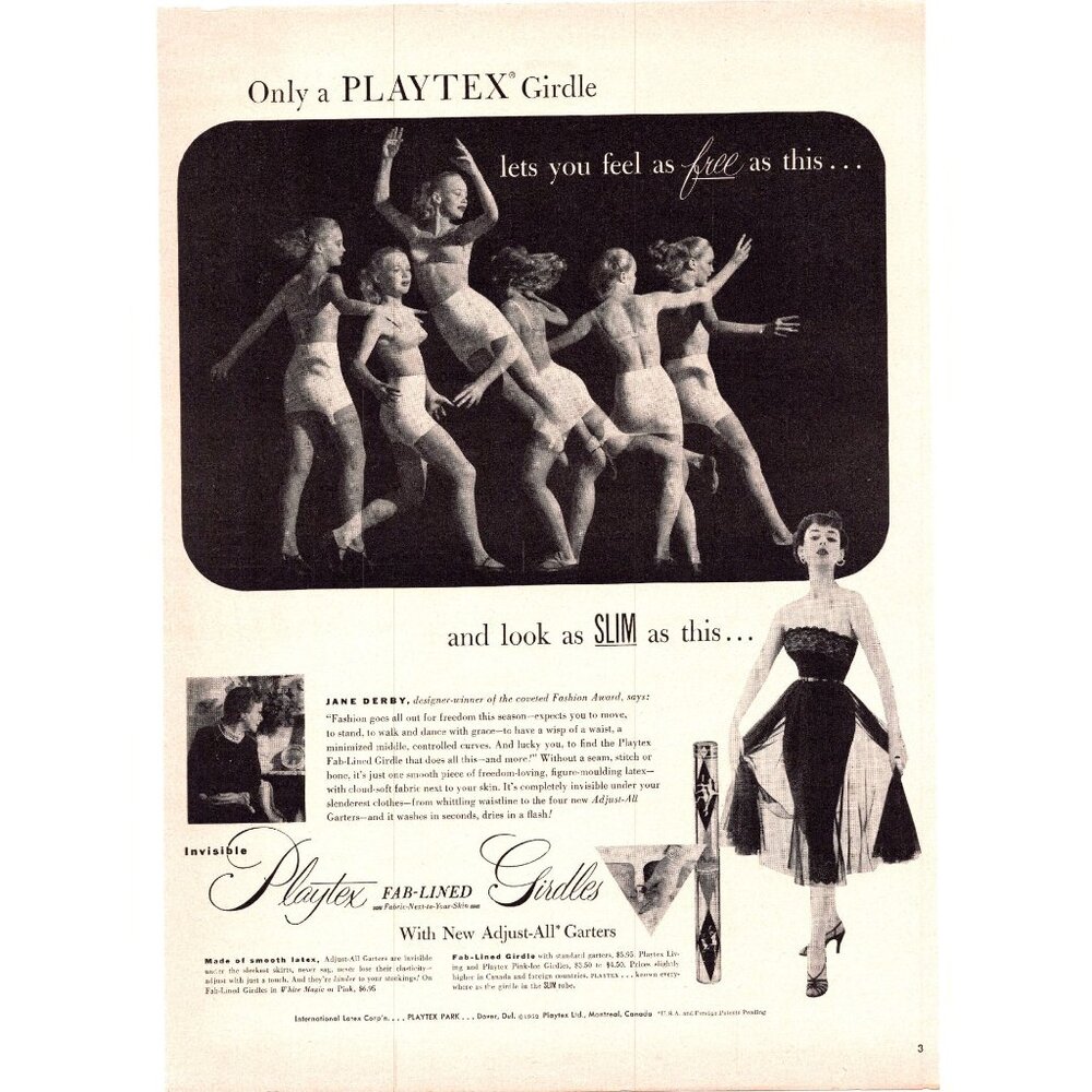1952 Playtex Fab-Lined Girdles Vintage Print Ad Ballet Ballerina 50s Wall Art